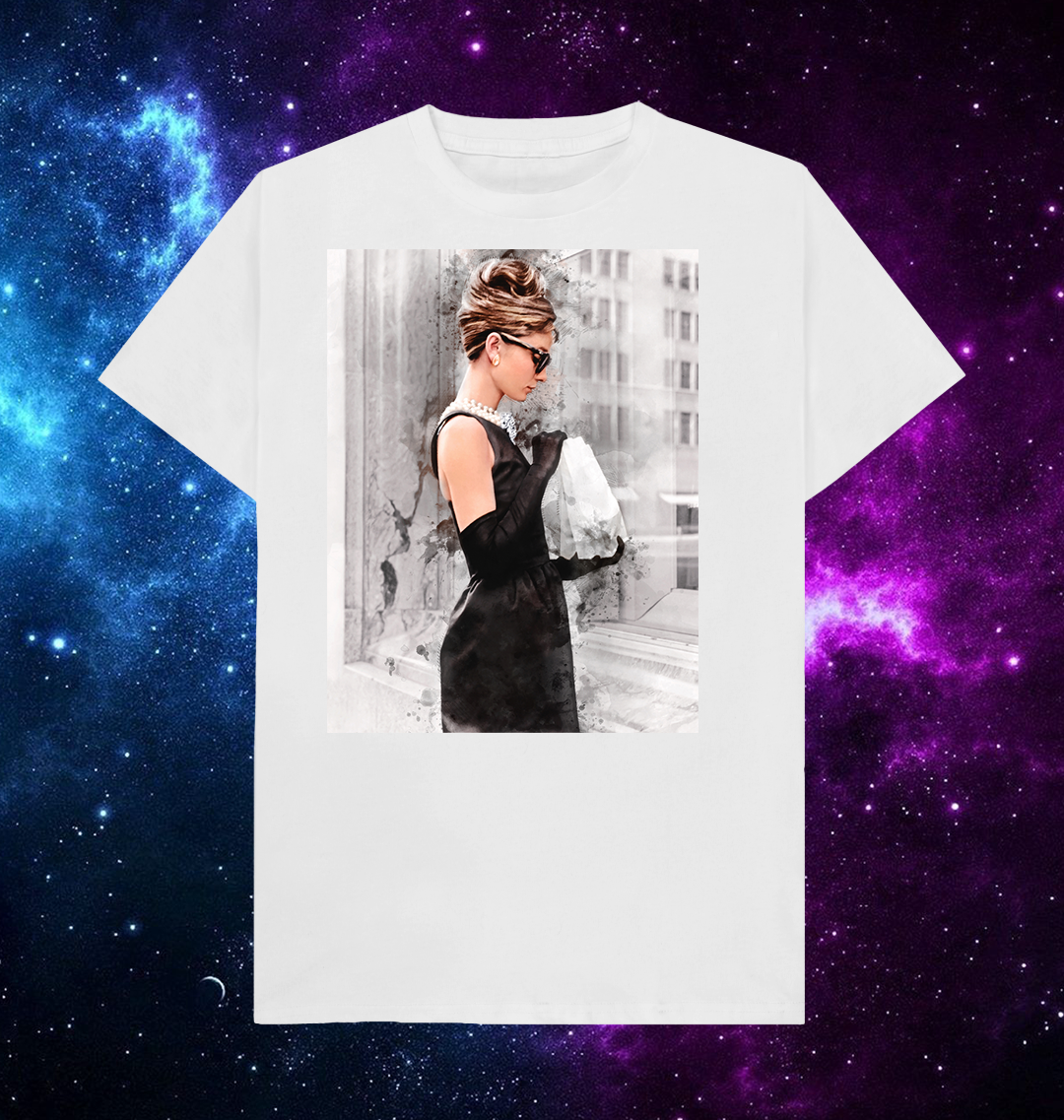 Audrey Hepburn Profile in Watercolor by TinselTown Limited Artist T-Shirt