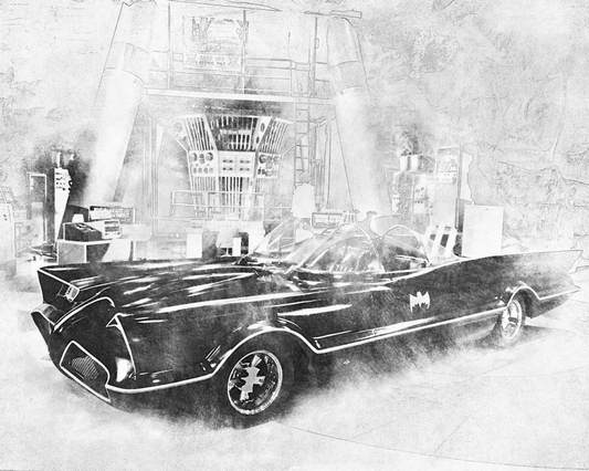 1960s Batmobile Sketch by TinselTown Limited Artist Coffee Mug