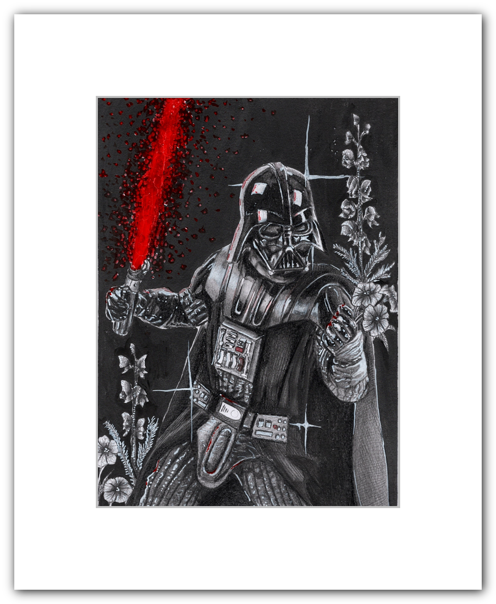 Darth Vader with Red Lightsaber by Jalynn 16" x 20" Fine Art Print