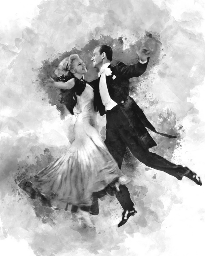 Fred Astaire & Ginger Rogers in Watercolor by TinselTown Limited Artist T-Shirt