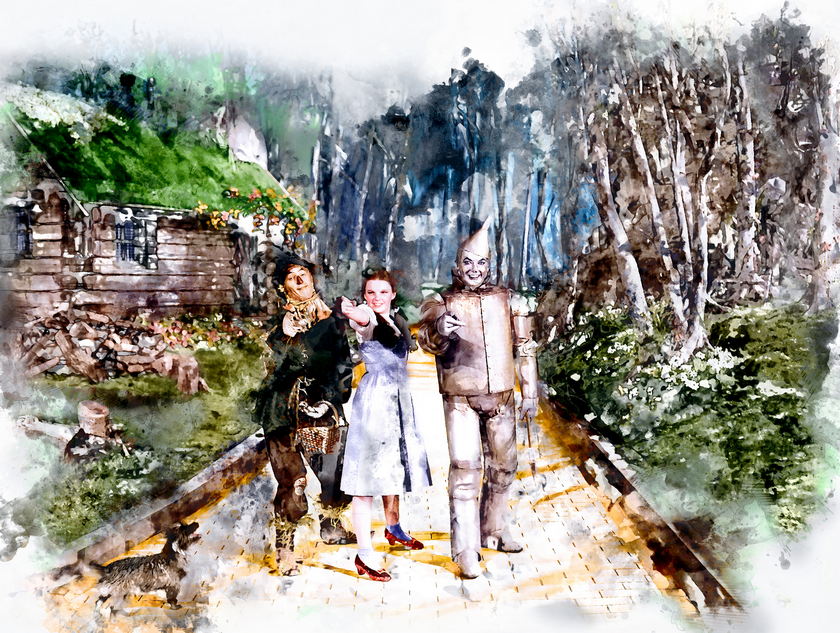Wizard of Oz Yellow Brick Road in Watercolor by TinselTown Limited 8 x 10 Print