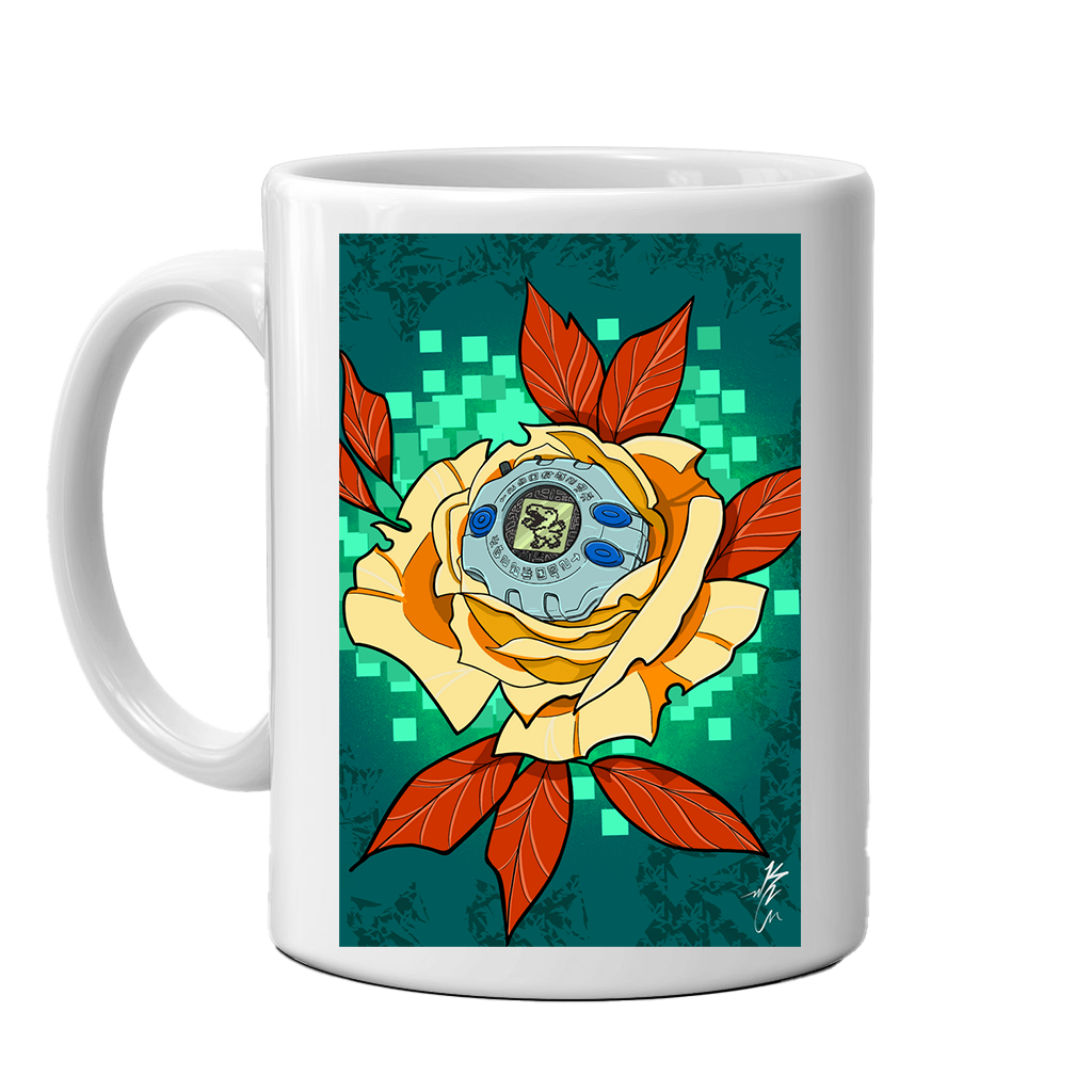 White Rose Digivice by Kyle Cook Artist Coffee Mug